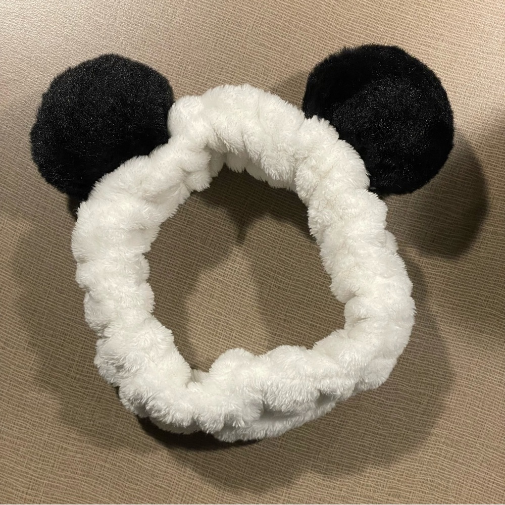 Plush Black and White Panda Style Spa Headband